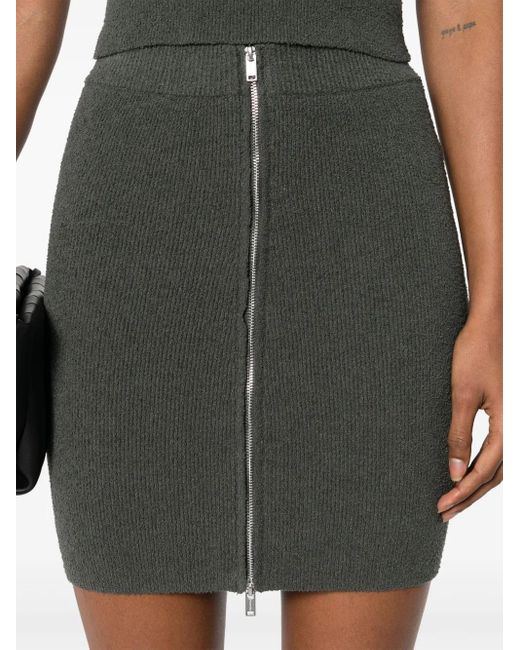 Nanushka Green Bouclé Zip-Up Miniskirt