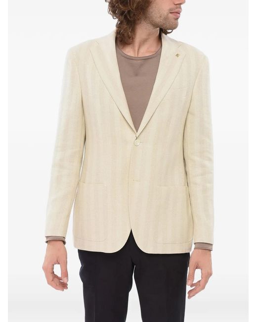 Corneliani Natural Striped Single-Breasted Blazer for men