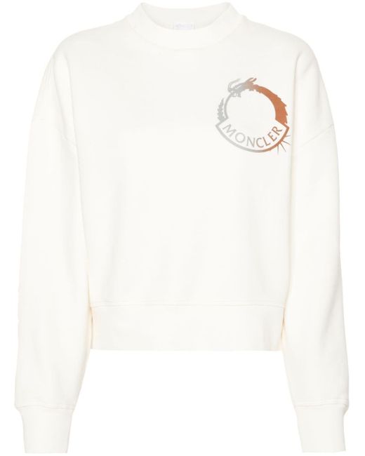 Moncler White Dragon Sweatshirt mit Logo-Print