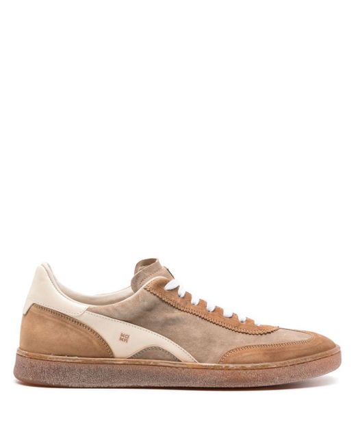 Moma Brown Panelled Suede Sneakers for men
