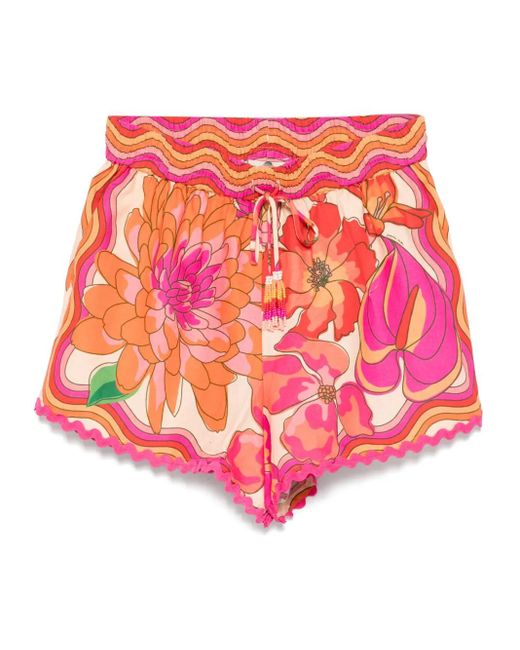 Farm Rio Pink Floral-Print Shorts
