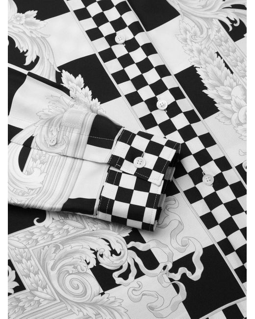Chemise Contrasto en soie Versace pour homme en coloris White