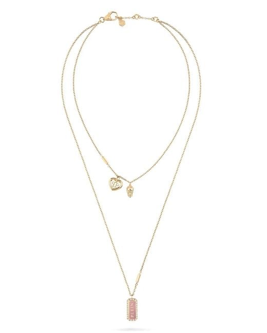 Philipp Plein White Crystal-Embellished Necklace