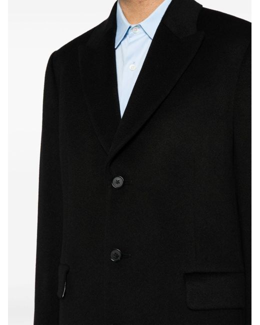 Paul Smith Black Single-breasted Cashmere Coat for men