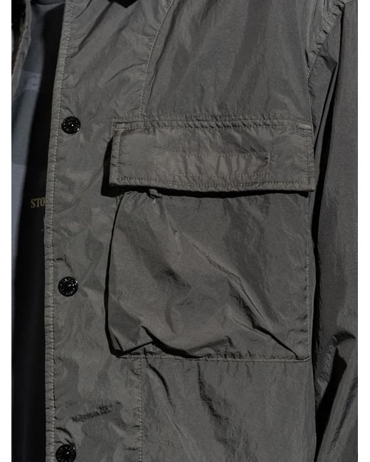 Stone Island Gray Buttoned Pocket Jacket for men
