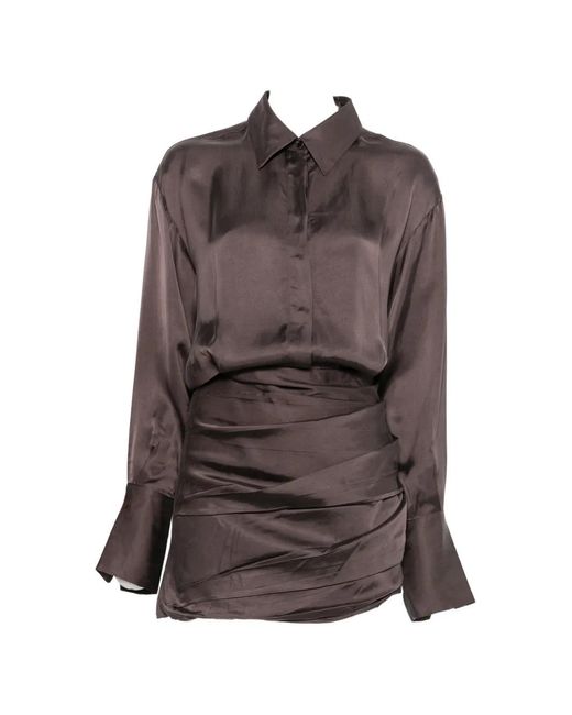 ANDAMANE Brown Andrea Ruched Mini Dress