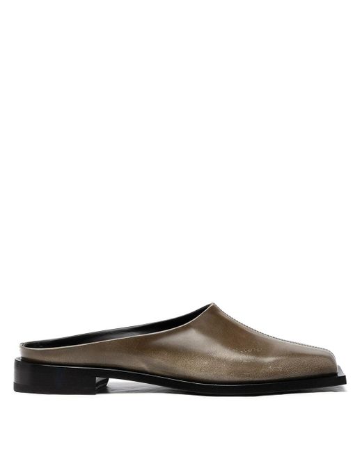 leather square toe mules