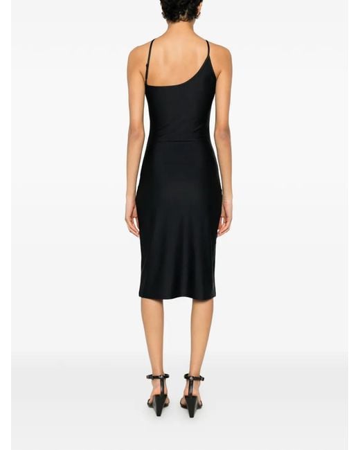 Coperni Black C-Logo One-Shoulder Midi Dress