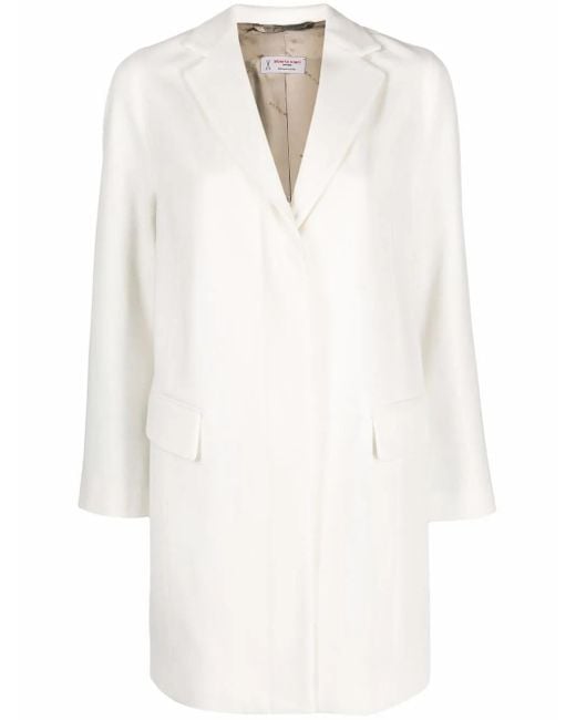 Alberto Biani White Buttoned Up Wool Coat