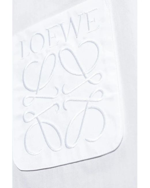 Loewe White Anagram-Embroidered Shirt for men