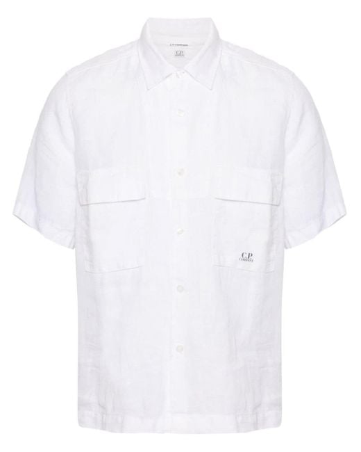 C P Company Linnen Overhemd in het White voor heren