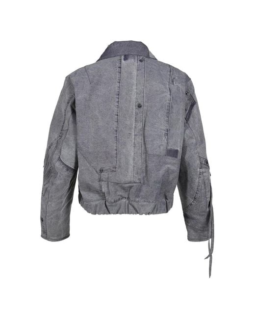 UNDER THE SIGN Blue Patchwork Wax-Coated Jacket for men