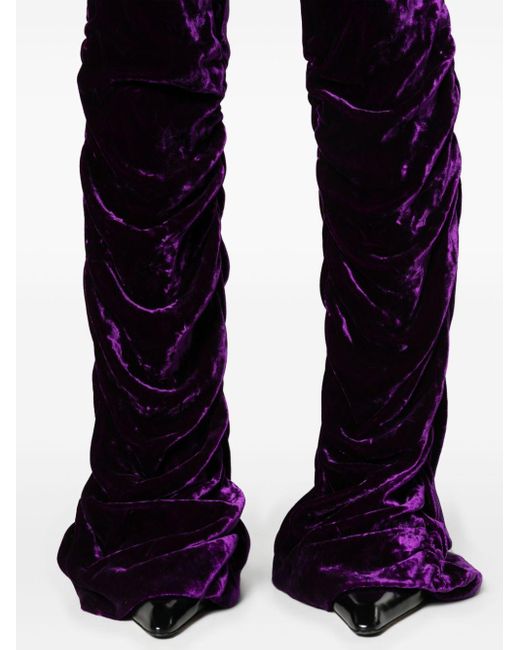 Gucci Low Waist Skinny Fluwelen Broek in het Purple