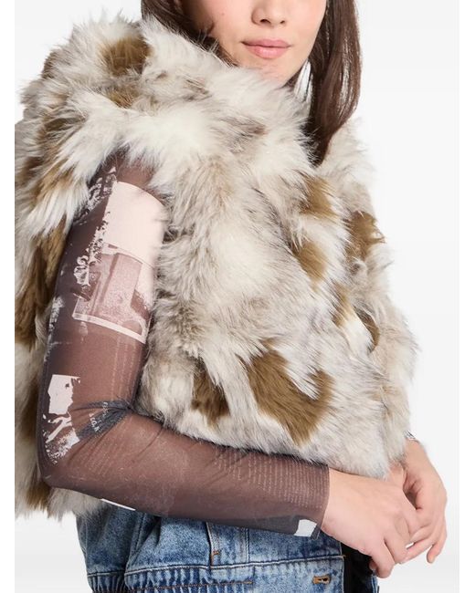 Desigual Gray Faux-Fur Panelled Gilet