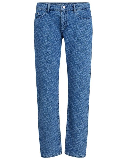 Karl Lagerfeld Blue Logo-print Low-rise Jeans