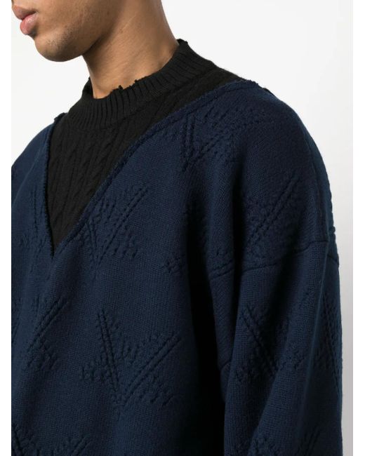 Vetements Blue Distressed-Effect Merino Jumper for men