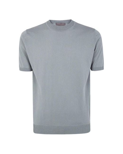 FILIPPO DE LAURENTIIS Gray Short-Sleeve Knitted T-Shirt for men