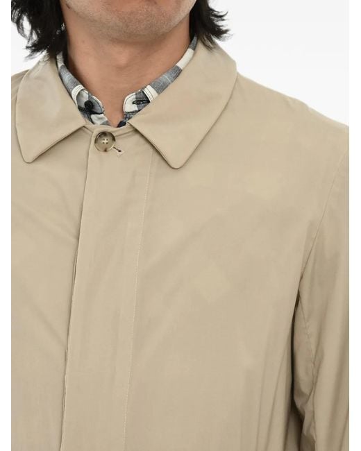 Woolrich Natural Concealed-Closure Single-Breasted Rain Coat for men