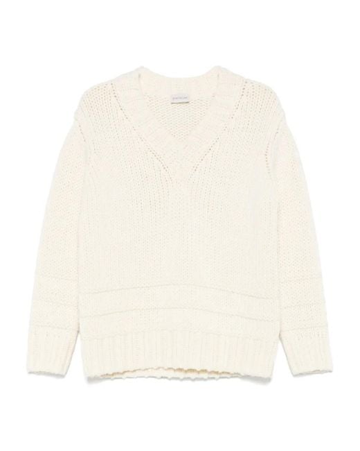 Moncler White V-Neck Sweater