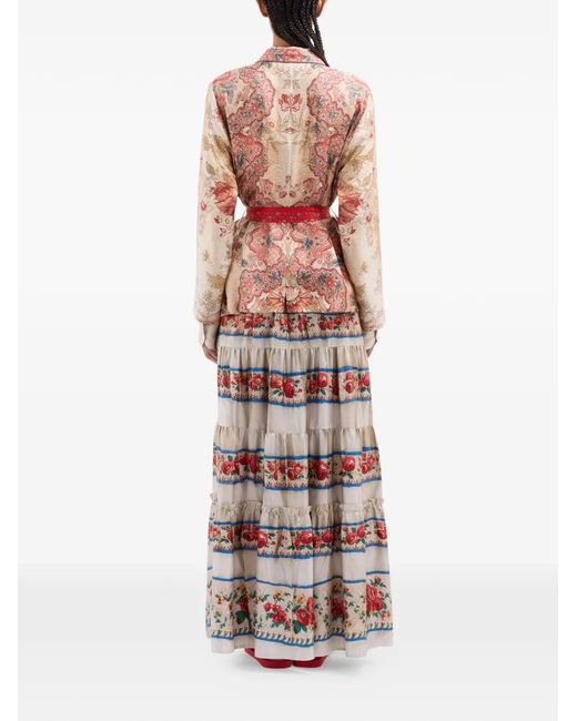 Pierre Louis Mascia Pink Floral-Patterned Sash Jacket