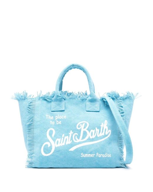 Mc2 Saint Barth Blue Colette logo-print beach bag