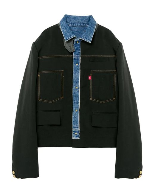 Sacai Black Denim-Panelled Jacket