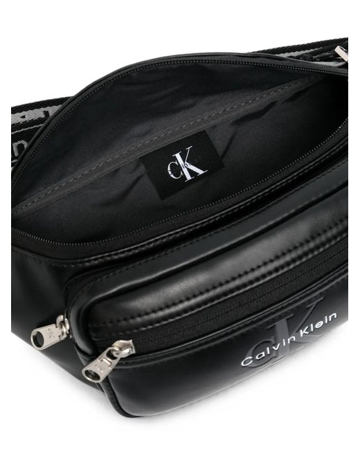 Calvin Klein Black Logo-Print Zip-Fastening Belt Bag for men