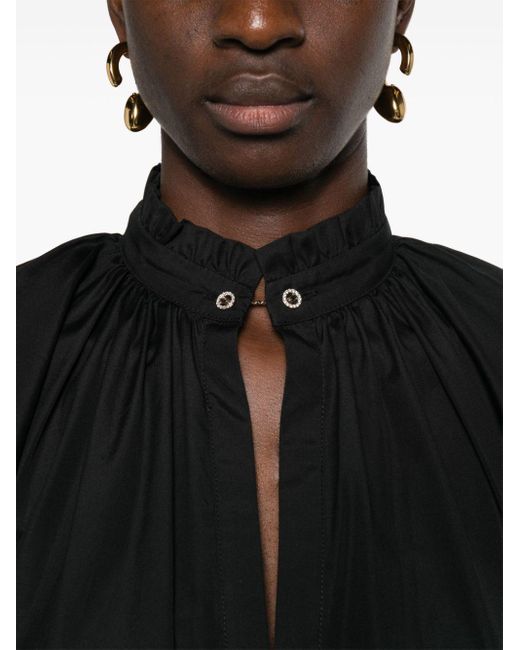 Max Mara Black Frilled-collar Poplin Dress