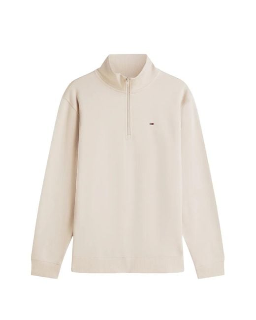 Tommy Hilfiger White Quarter-Zip Logo-Embroidered Sweatshirt for men