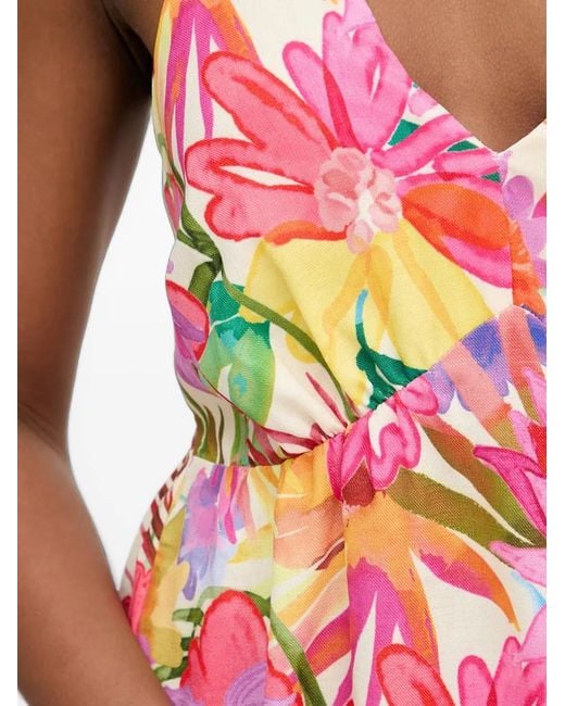 Morgan Red Floral-Print Halterneck Midi Dress