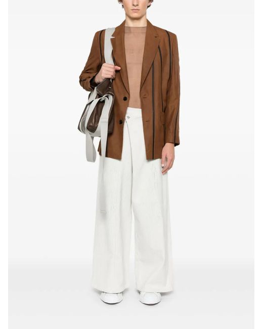 Feng Chen Wang Brown Stripe-Detail Blazer for men