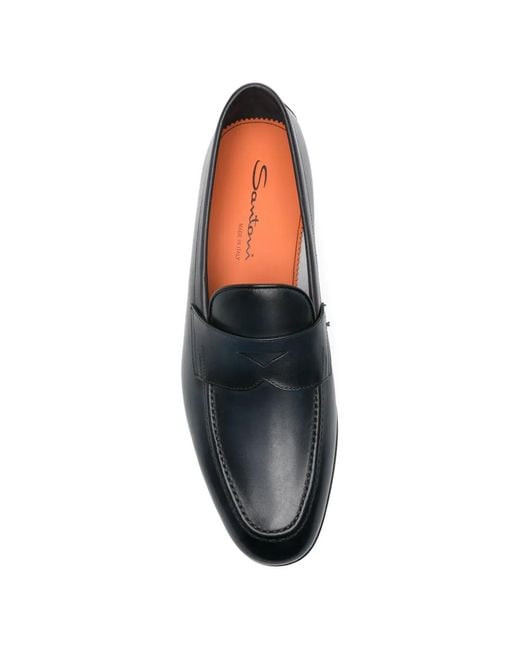 Santoni Blue Mocassins Carlos Penny for men