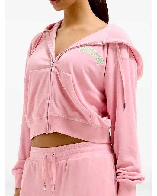 Juicy Couture Pink Collegiate Cropped Hoodie