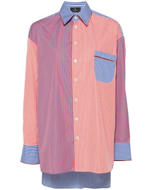 Etro Pink Stripe-pattern Cotton Shirt