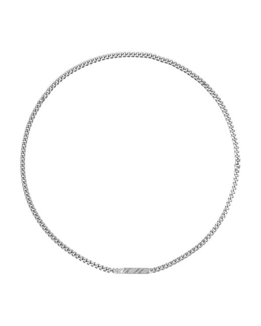 Burberry White Engraved Check Chain Necklace for men