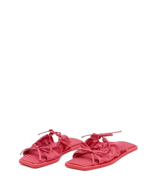 Carlotha Ray Red Quilted Bow Flat Sandals