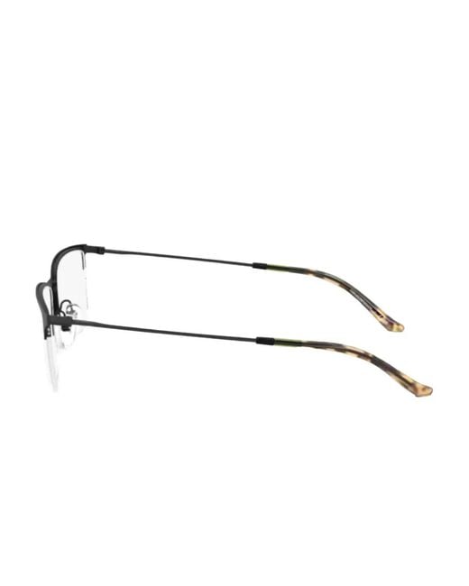Emporio Armani Black Rectangle-Frame Semi-Rimless Glasses