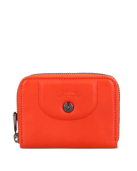 Longchamp Red Portefeuille Zippé À Détail De Logo