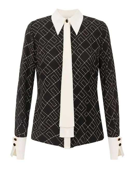 Elisabetta Franchi Black Logo-Print Blouse