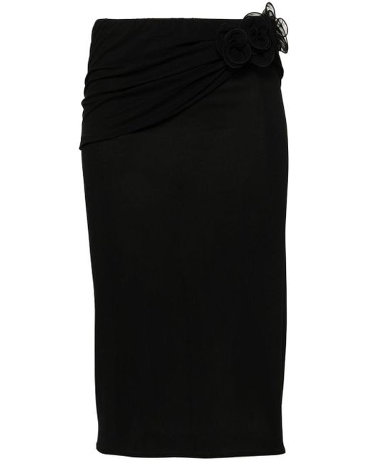 Magda Butrym Black Floral-appliqué Midi Skirt