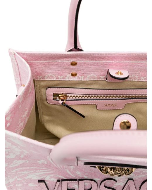 Versace Pink Small La Medusa Printed Tote Bag