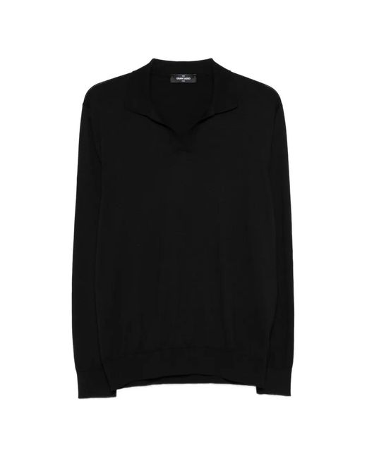 Gran Sasso Black V-Neck Sweater for men