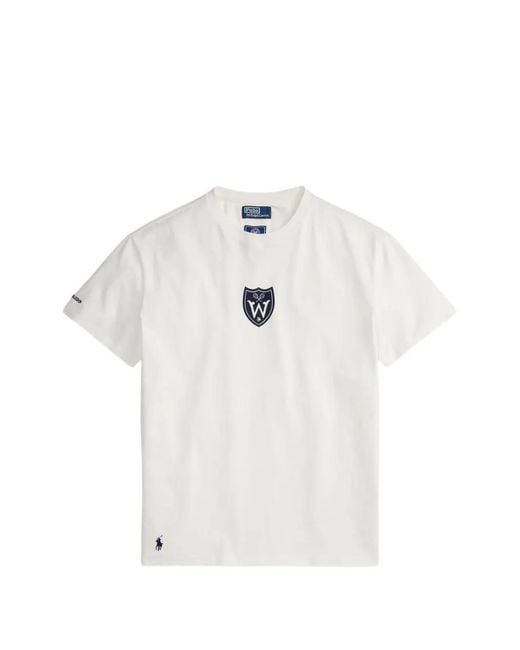 Polo Ralph Lauren White Embroidered Graphic T-Shirt for men