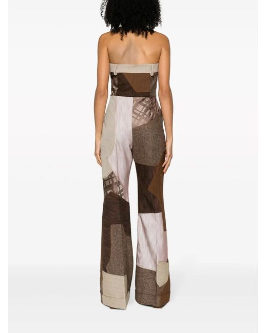 Moschino Natural Patchwork-Design Virgin Wool Jumpsuit