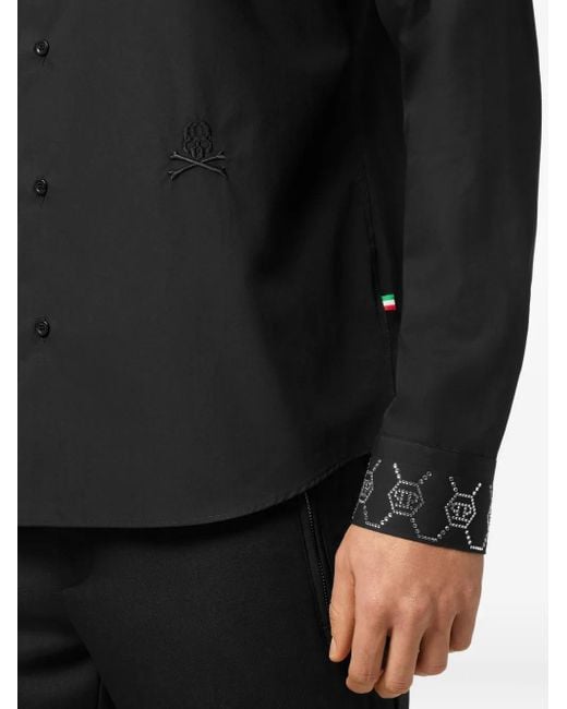 Philipp Plein Black Monogram-Embellished Shirt for men