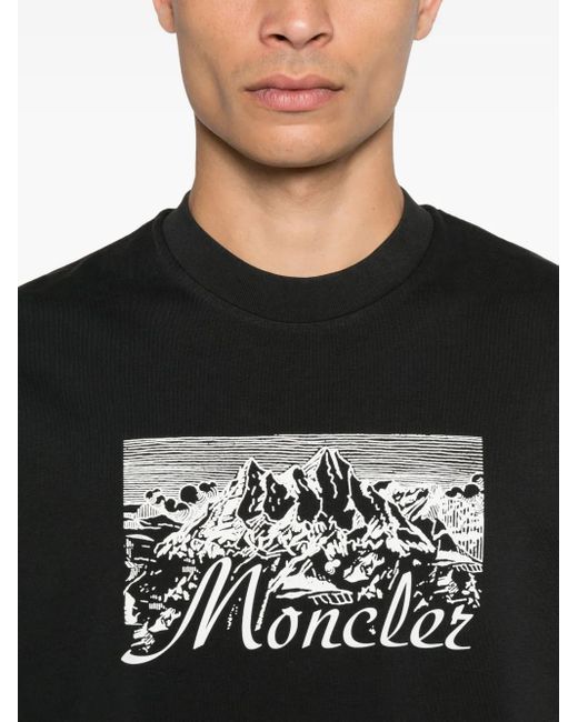 メンズ Moncler プリント Tシャツ Black