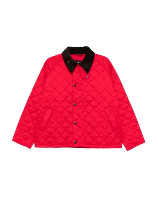 Barbour Red Quilted Corduroy-Collar Jacket for men