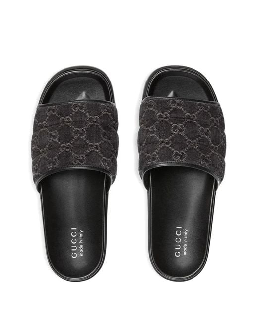 Gucci Black Gg Quilted Slides for men