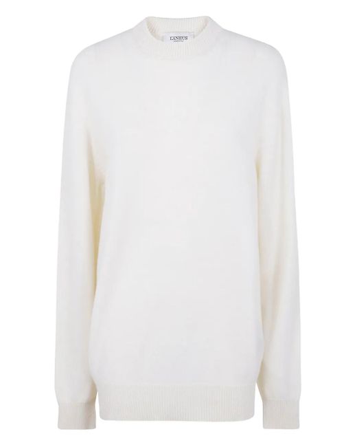 Laneus White Crew-Neck Merino-Wool Sweater for men