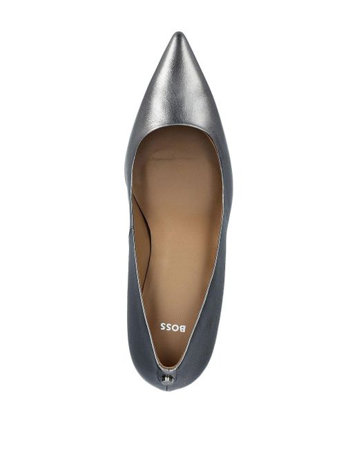 Boss Brown 70Mm Pointed-Toe Leather Pumps